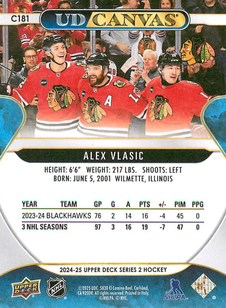 2024-25 UD Series 2 - Alex Vlasic - Canvas #C181