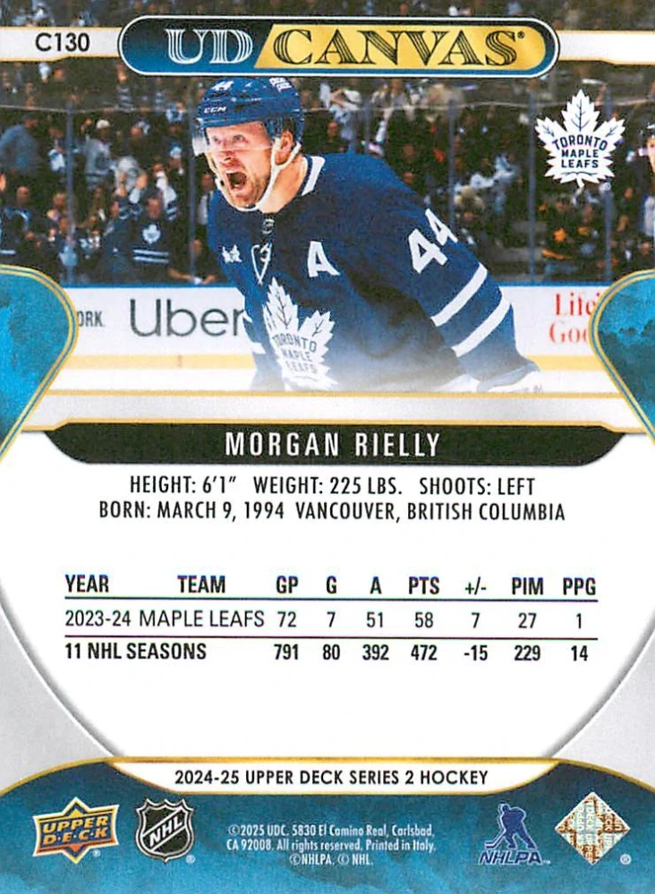 2024-25 UD Series 2 - Morgan Rielly - Canvas #C130