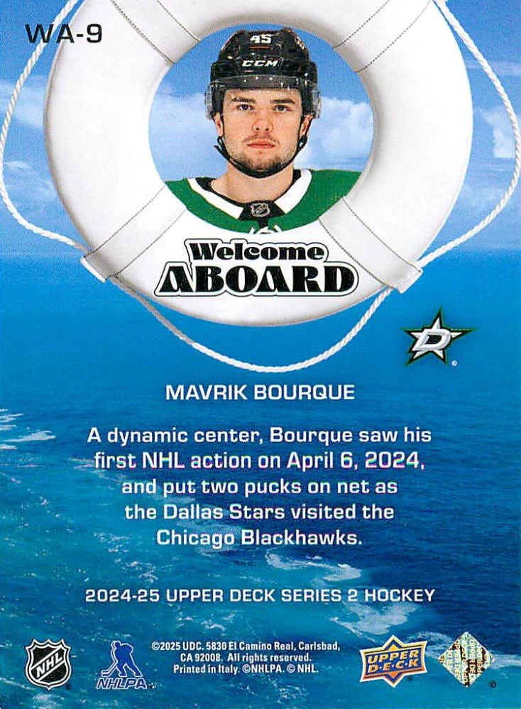 2024-25 UD Series 2 - Mavrik Bourque - Welcome Aboard #WA-9