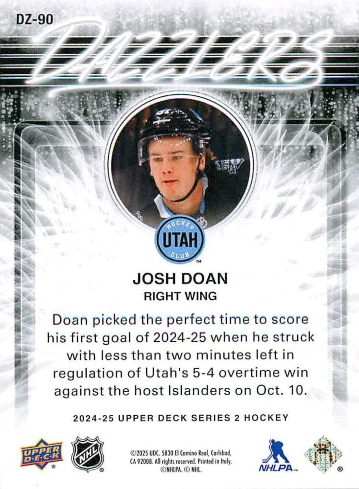 2024-25 UD Series 2 - Josh Doan - Dazzlers Orange #DZ-90