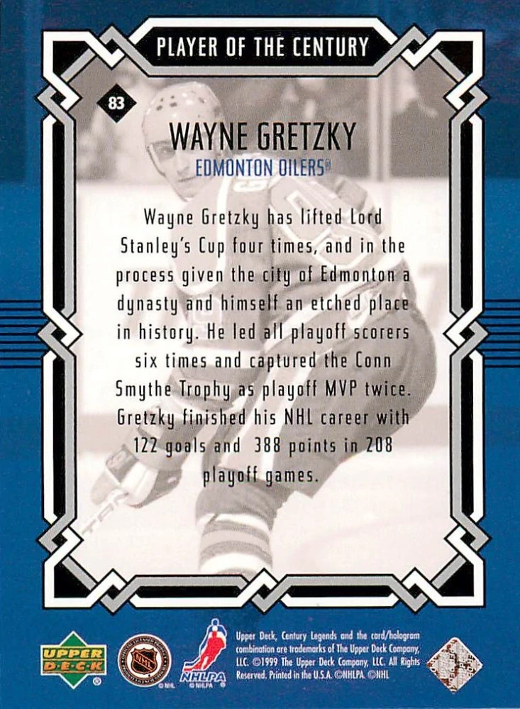 1999-00 UD Century Legends - Wayne Gretzky - Player Of The Century #83
