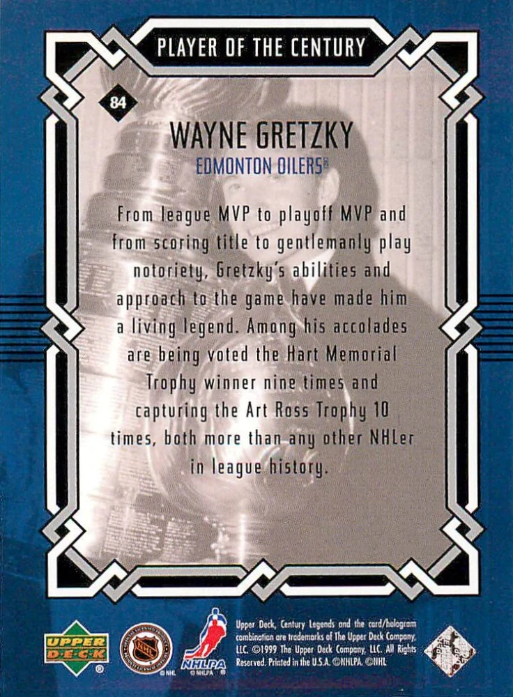 1999-00 UD Century Legends - Wayne Gretzky - Player Of The Century #84