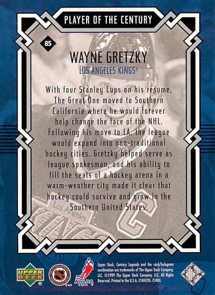 1999-00 UD Century Legends - Wayne Gretzky - Player Of The Century #85