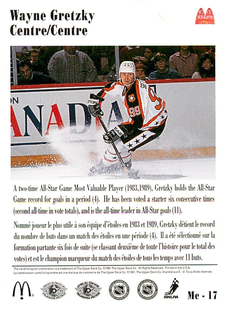 1991-92 UD McDonald's - Wayne Gretzky #Mc-17