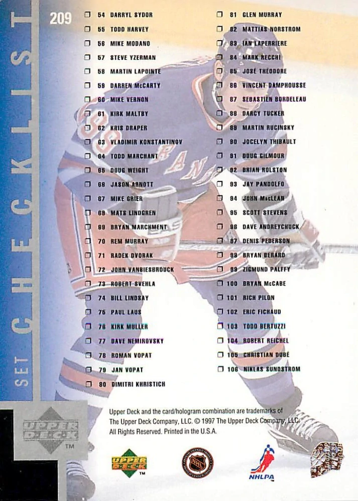 1997-98 UD Series 1 - Wayne Gretzky - Checklist #209