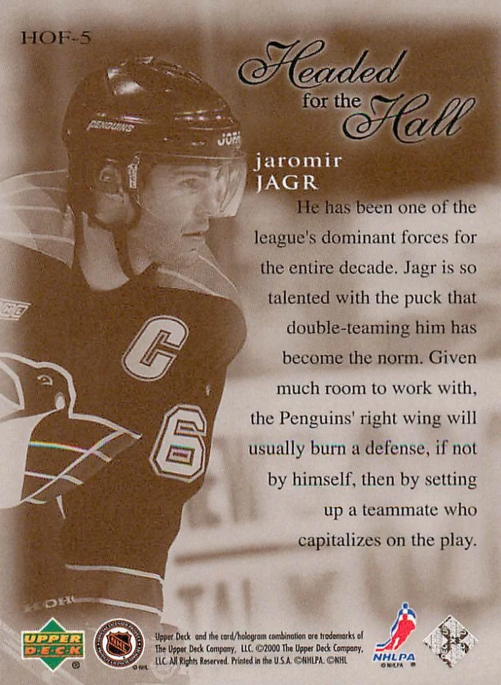 1999-00 UD Series 2 - Jaromír Jágr - Headed For The Hall #HOF-5