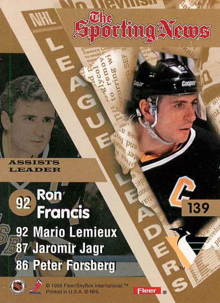 1996-97 Fleer - Ron Francis, Mario Lemieux, Jaromír Jágr, Peter Forsberg - The Sporting News #139