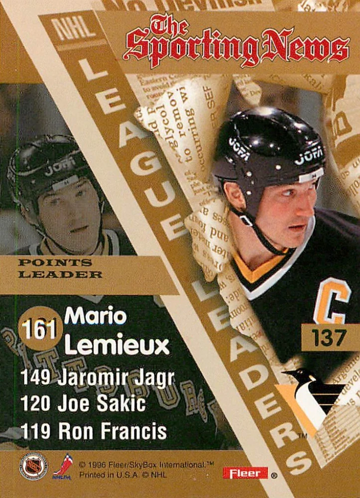 1996-97 Fleer - Mario Lemieux, Jaromír Jágr, Joe Sakic, Ron Francis - The Sporting News #137