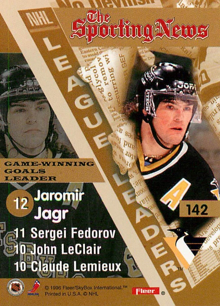 1996-97 Fleer - Jaromír Jágr, Sergei Fedorov, John LeClair, Claude Lemieux - The Sporting News #142