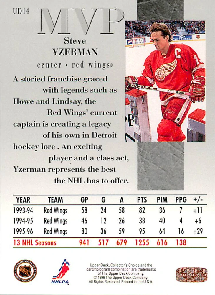 1996-97 UD Collectors Choice - Steve Yzerman - MVP #UD14