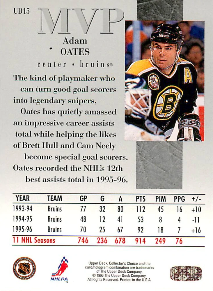1996-97 UD Collectors Choice - Adam Oates - MVP #UD15