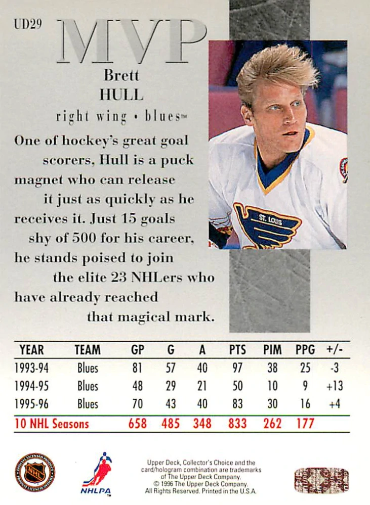 1996-97 UD Collectors Choice - Brett Hull - MVP #UD29