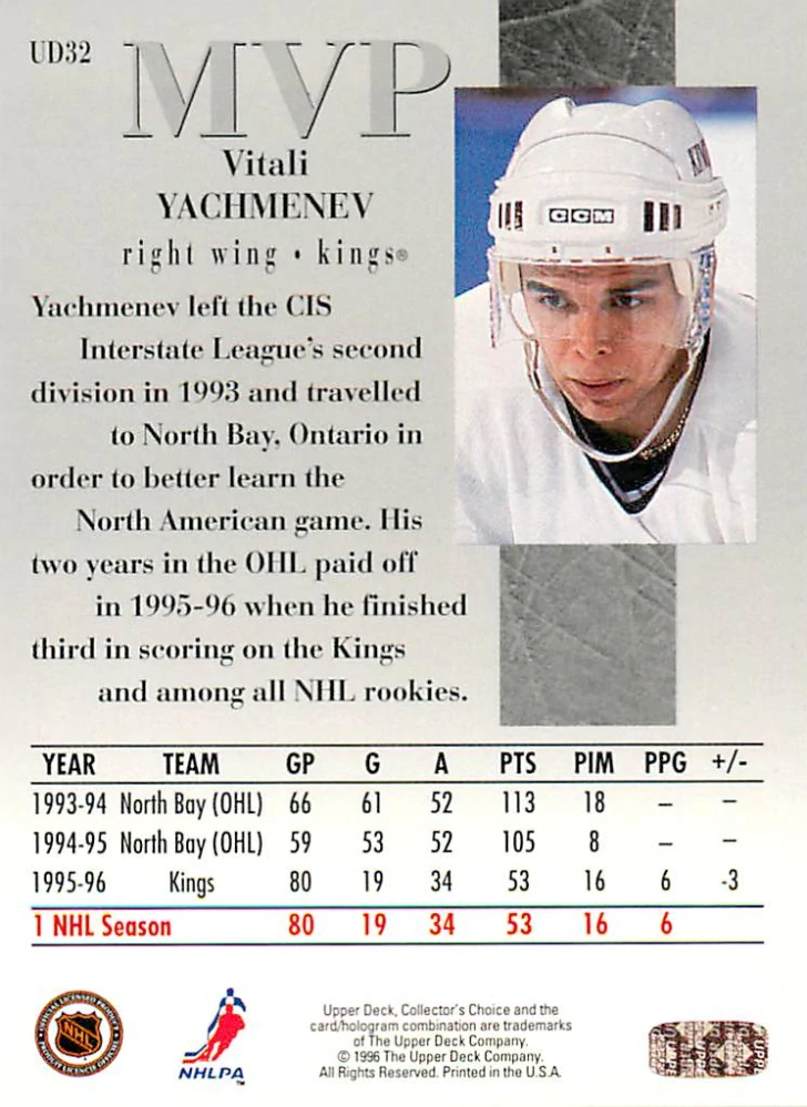 1996-97 UD Collectors Choice - Vitali Yachmenev - MVP #UD32