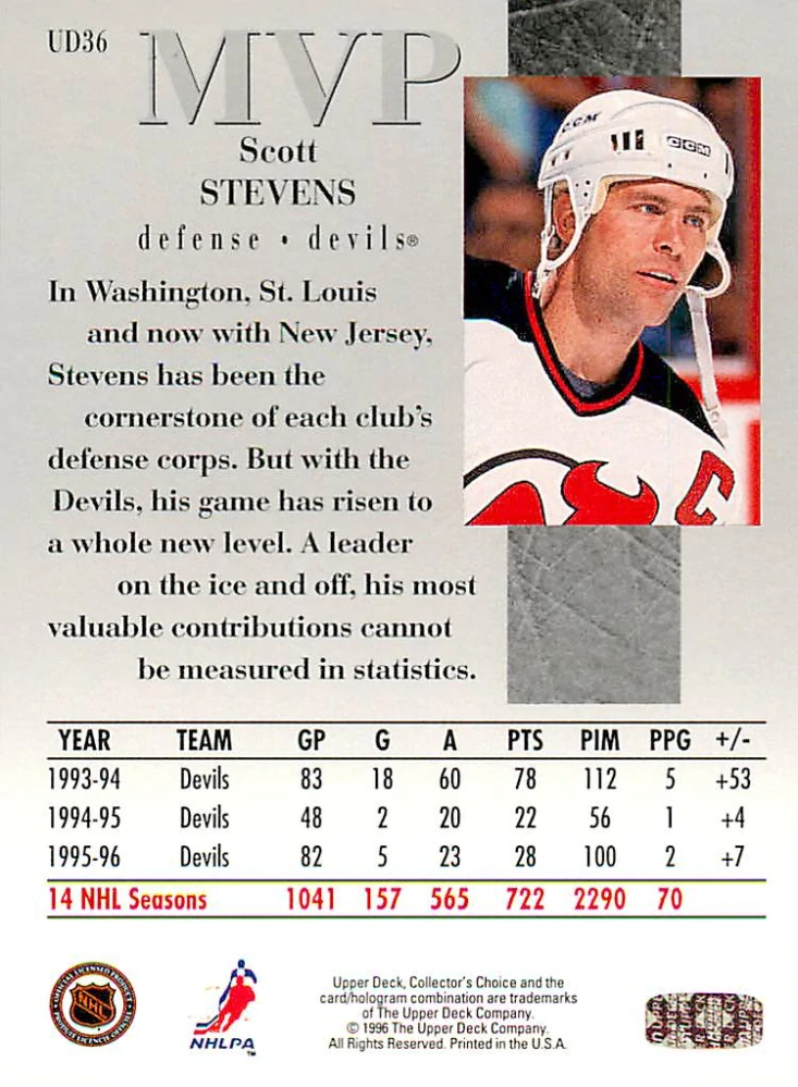 1996-97 UD Collectors Choice - Scott Stevens - MVP #UD36