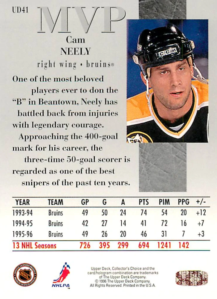 1996-97 UD Collectors Choice - Cam Neely - MVP #UD41