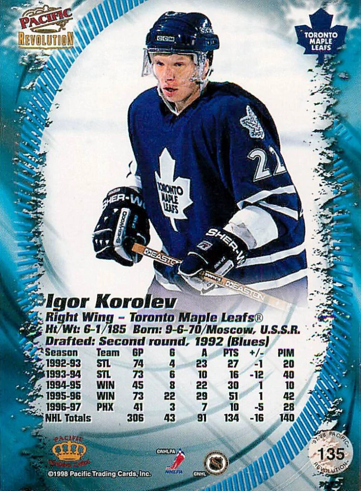 1997-98 Pacific Revolution - Igor Korolev #135