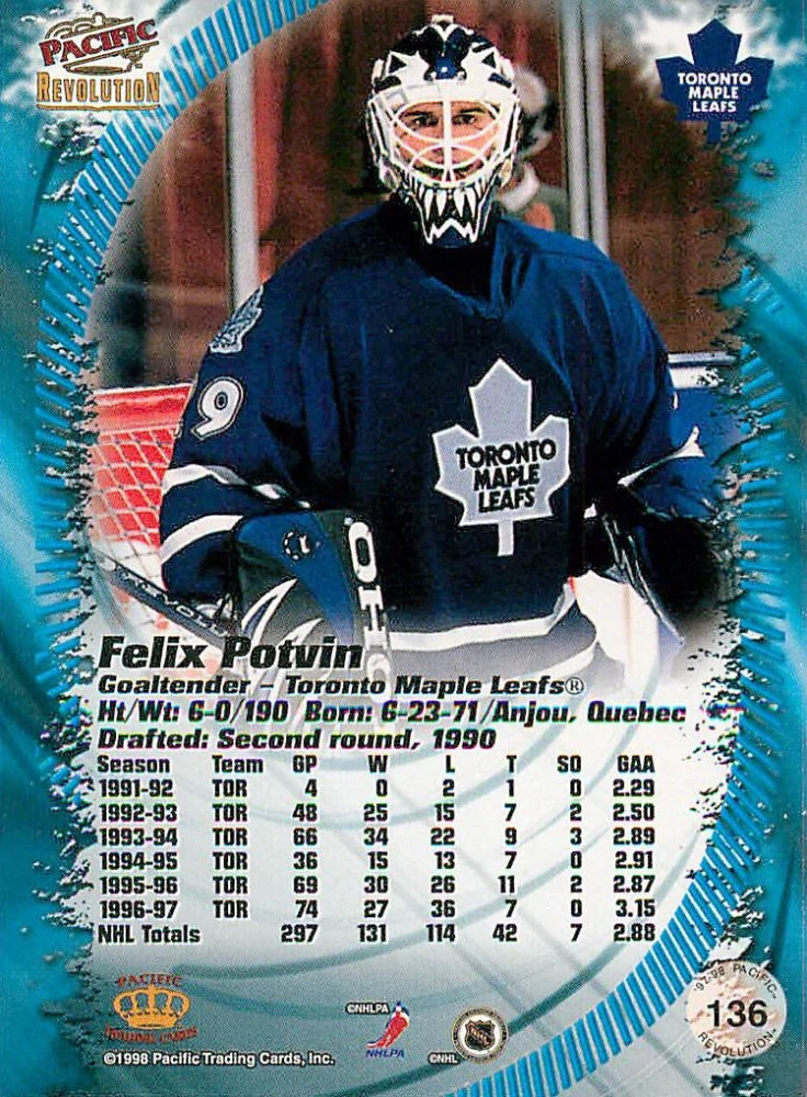 1997-98 Pacific Revolution - Felix Potvin #136