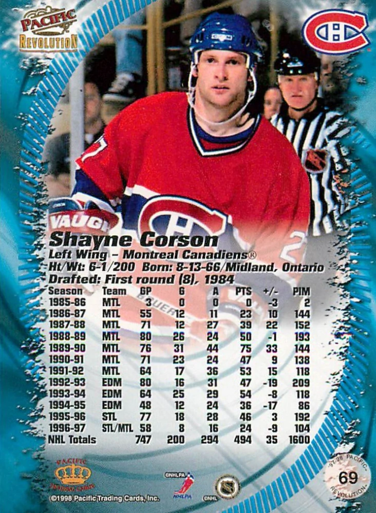 1997-98 Pacific Revolution - Shayne Corson #69
