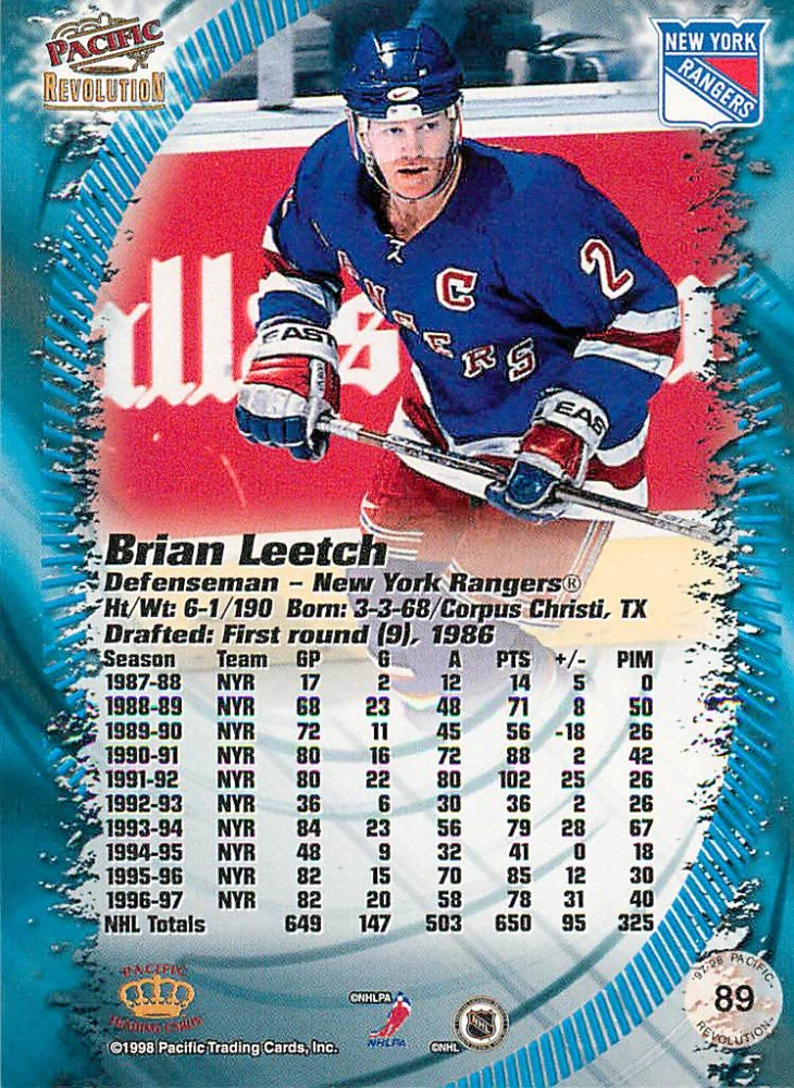 1997-98 Pacific Revolution - Brian Leetch #89