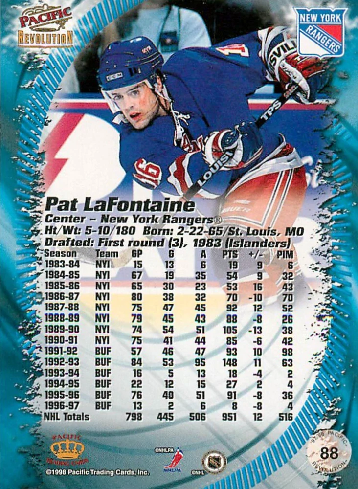 1997-98 Pacific Revolution - Pat LaFontaine #88