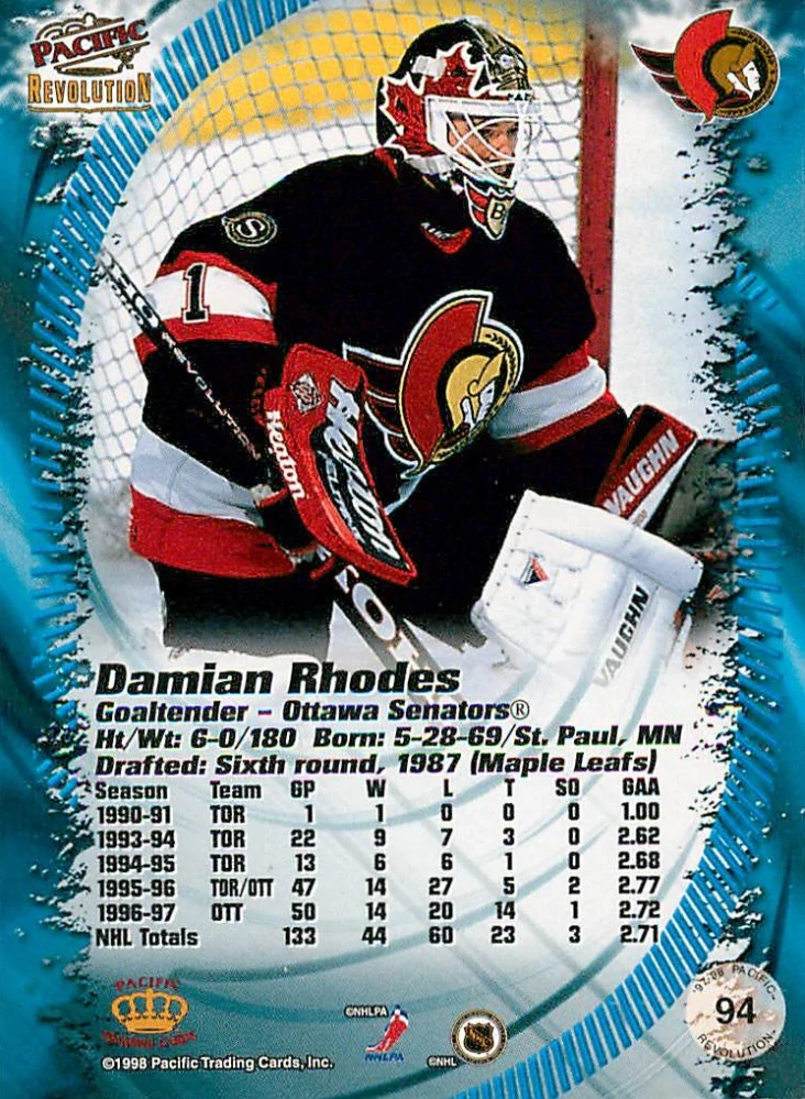 1997-98 Pacific Revolution - Damian Rhodes #94