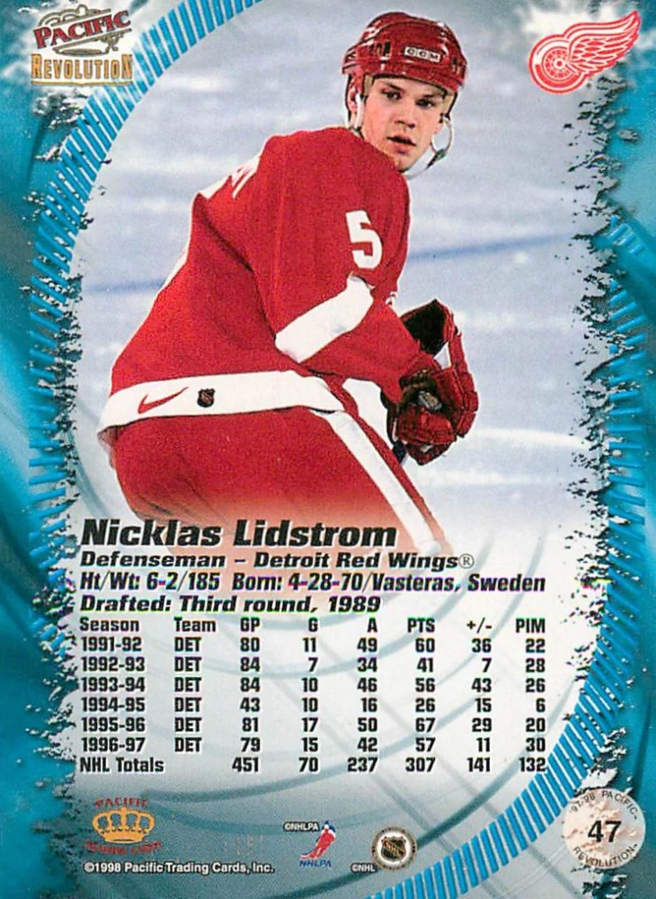 1997-98 Pacific Revolution - Nicklas Lidstrom #47