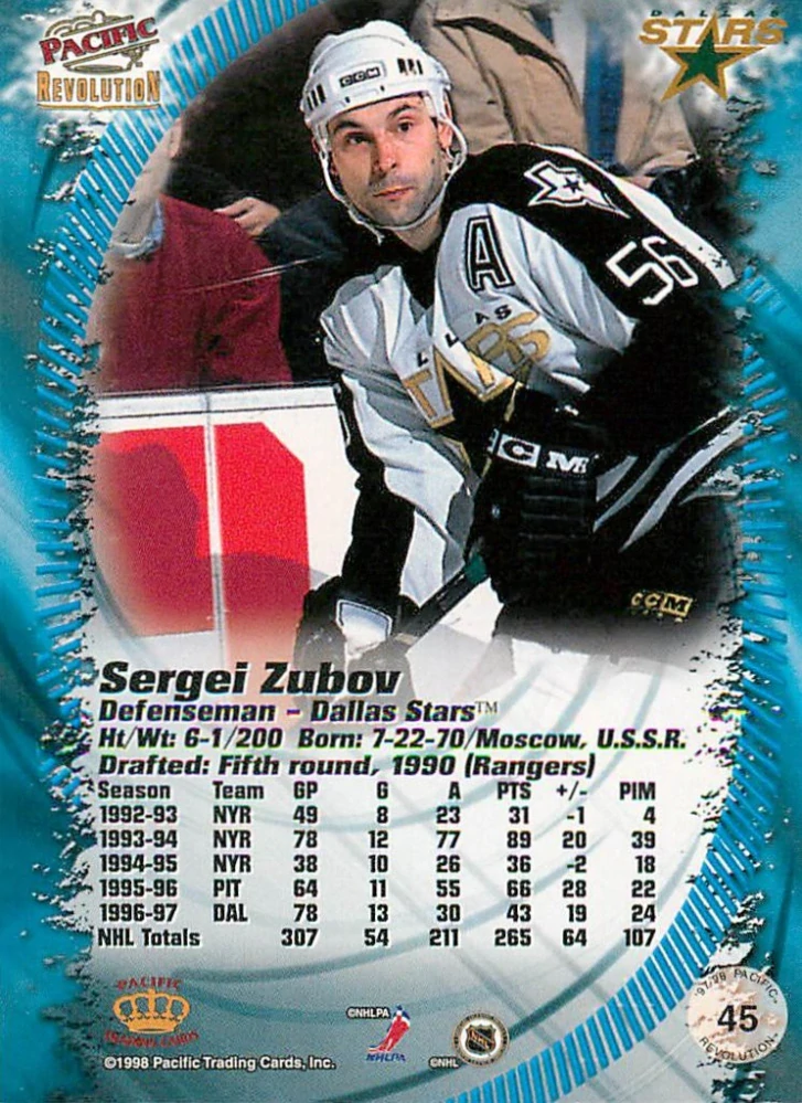 1997-98 Pacific Revolution - Sergei Zubov #45