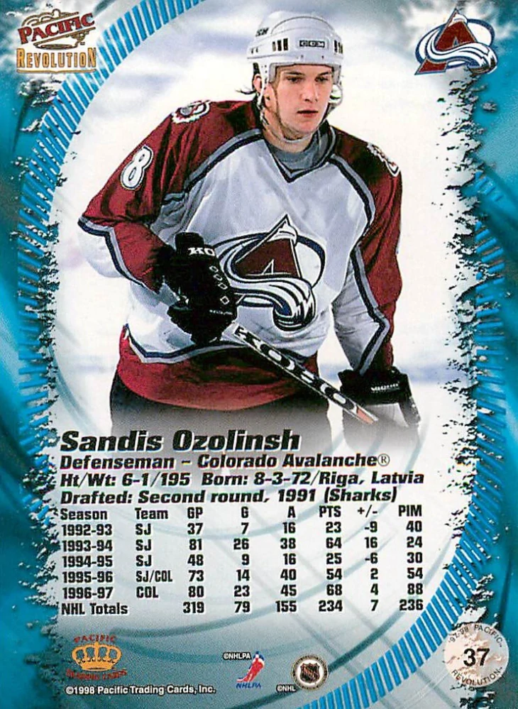 1997-98 Pacific Revolution - Sandis Ozolinsh #37