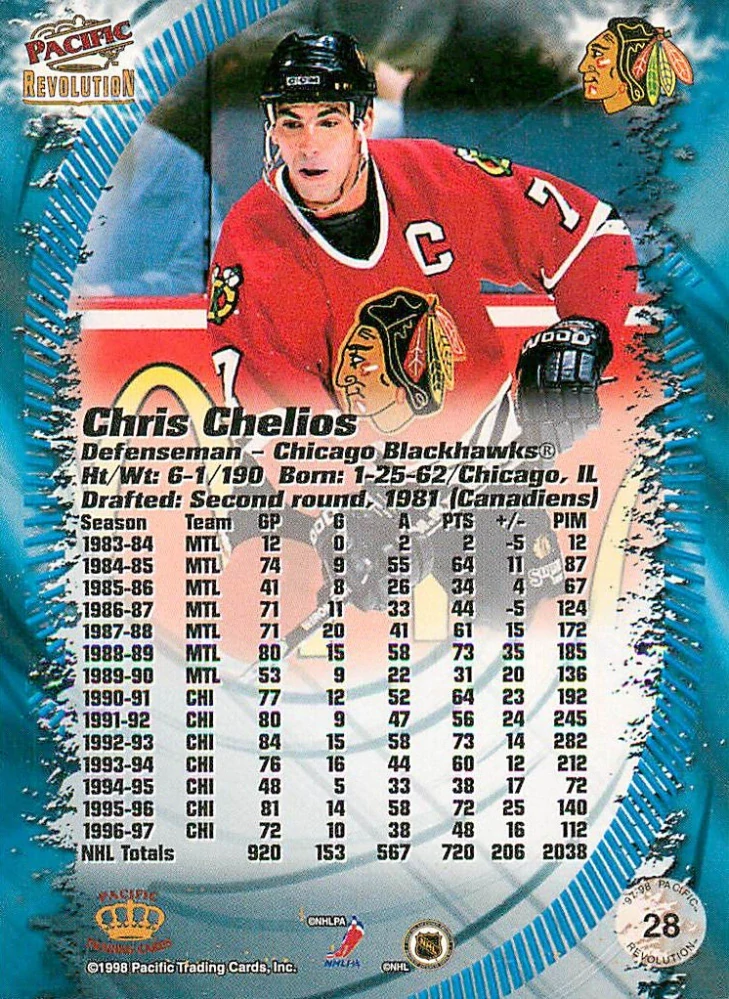 1997-98 Pacific Revolution - Chris Chelios #28