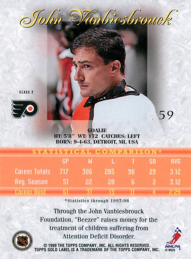 1998-99 Topps Gold Label - John Vanbiesbrouck - Class 2 #59