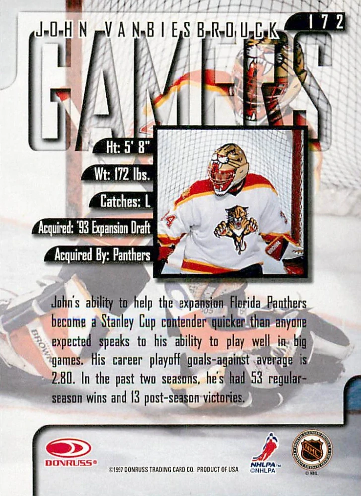 1997-98 Leaf - John Vanbiesbrouck - Fractal Matrix #172