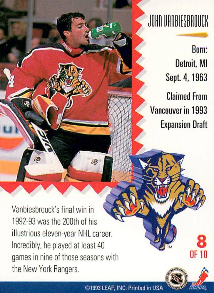 1993-94 Leaf - John Vanbiesbrouck - Painted Warriors #8