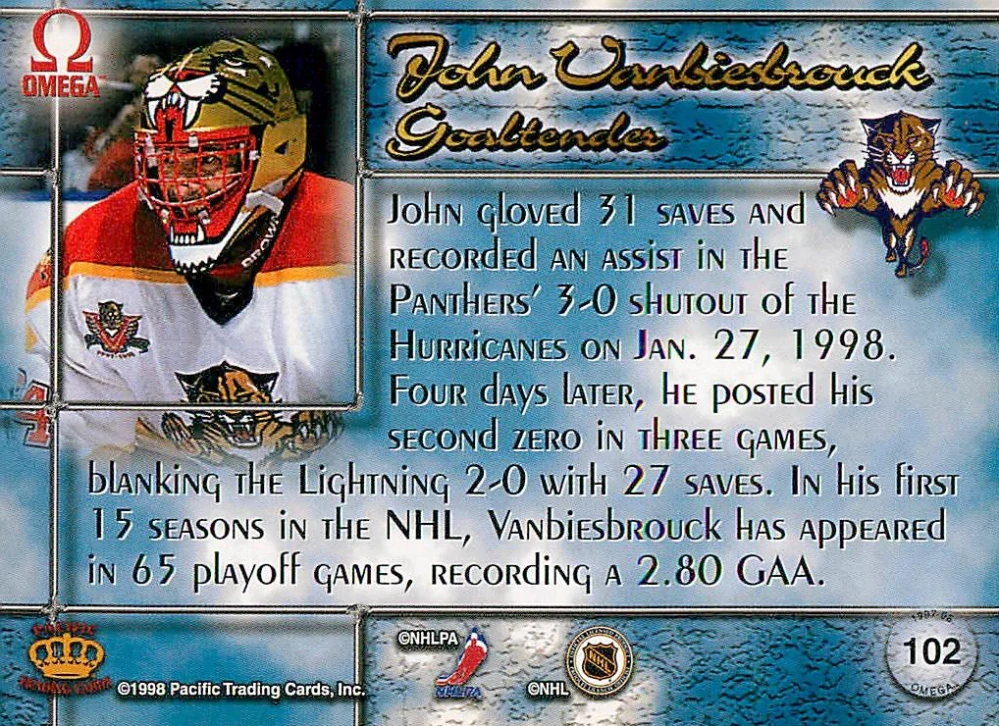 1997-98 Pacific Omega - John Vanbiesbrouck #102