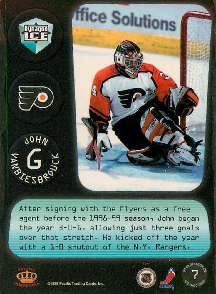 1998-99 Pacific Dynagon Ice - John Vanbiesbrouck - Ice Watchmen #7