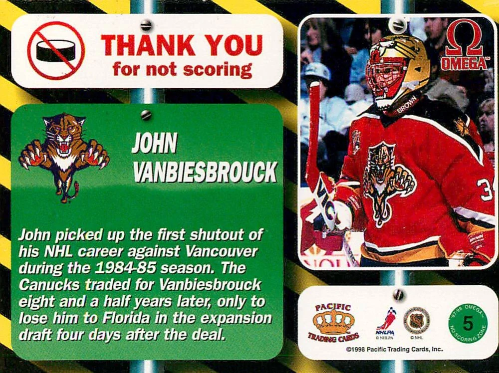 1997-98 Pacific Omega - John Vanbiesbrouck - No Scoring Zone #5
