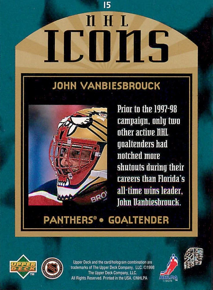 1997-98 UD SP Authentic - John Vanbiesbrouck - NHL Icons #I5