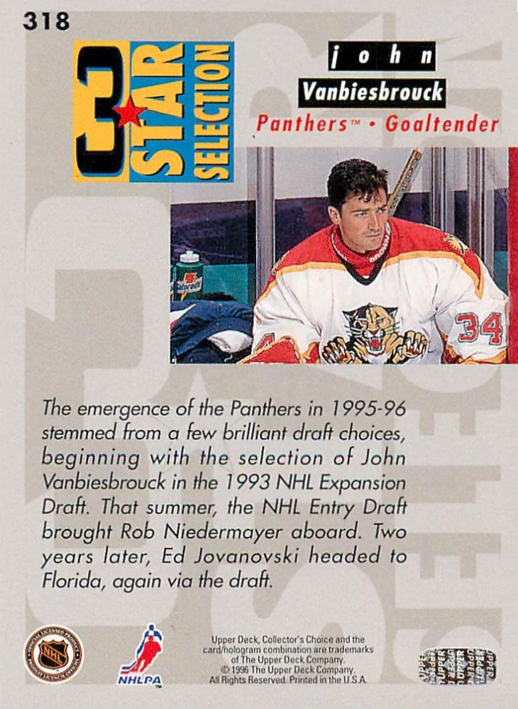 1996-97 UD Collectors Choice - John Vanbiesbrouck, ROb Niedermayer, Ed jovanovski - 3-Star Selection #318