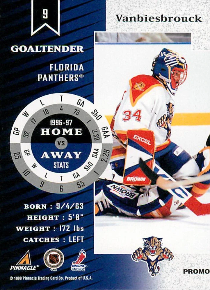 1997-98 Pinnacle Zenith - John Vanbiesbrouck - Promo #9