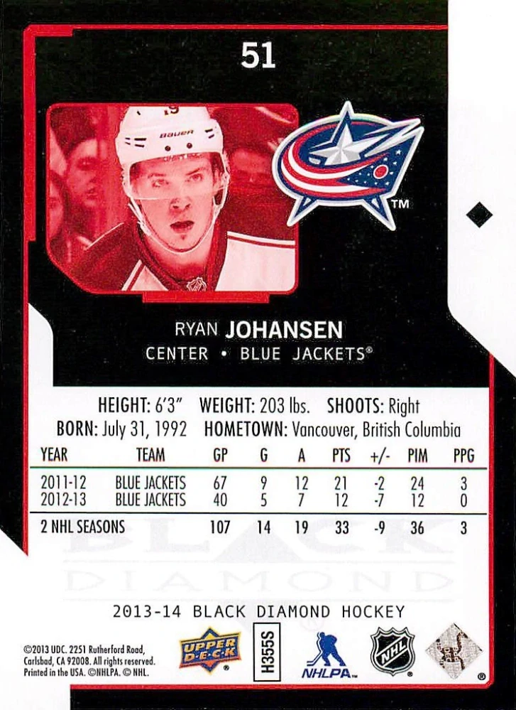 2013-14 UD Black Diamond - Ryan Johansen #51