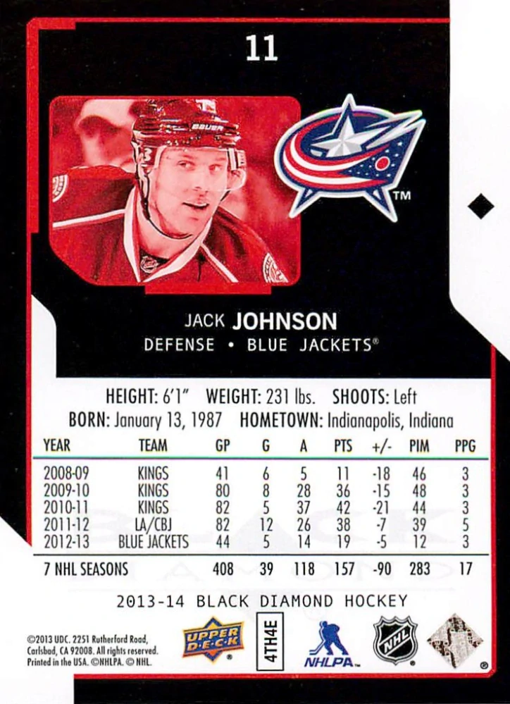 2013-14 UD Black Diamond - Jack Johnson #11