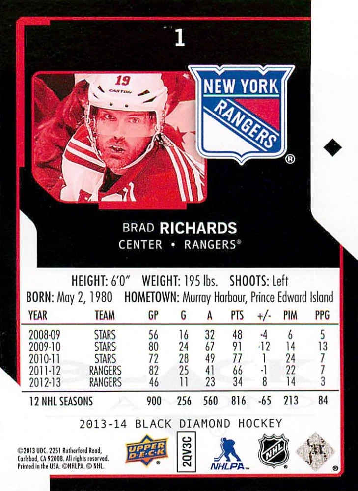 2013-14 UD Black Diamond - Brad Richards #1