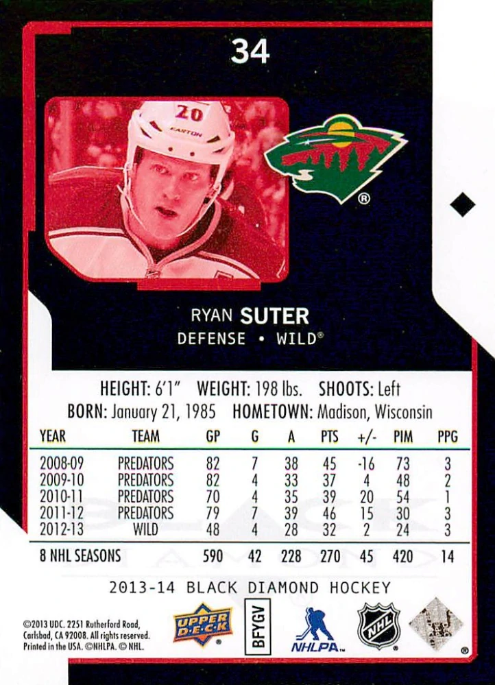 2013-14 UD Black Diamond - Ryan Suter #34
