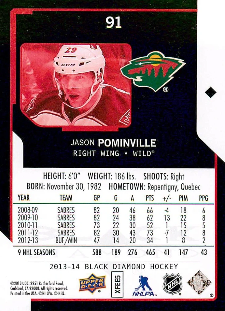 2013-14 UD Black Diamond - Jason Pominville #91