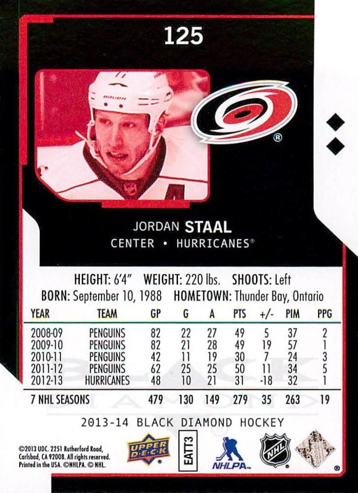 2013-14 UD Black Diamond - Jordan Staal #125