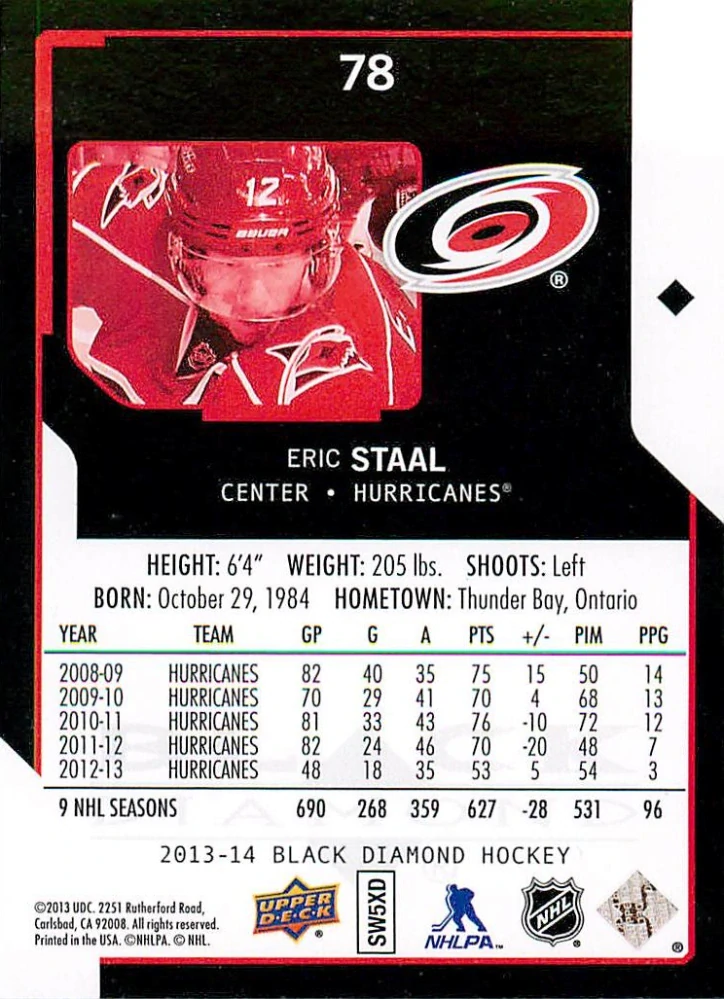 2013-14 UD Black Diamond - Eric Staal #78