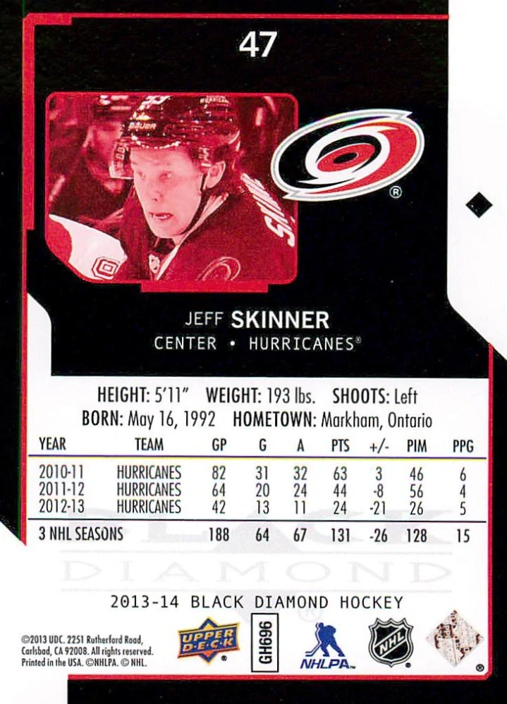 2013-14 UD Black Diamond - Jeff Skinner #47