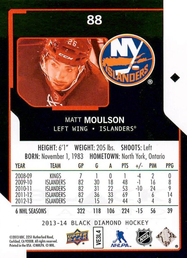 2013-14 UD Black Diamond - Matt Moulson #88