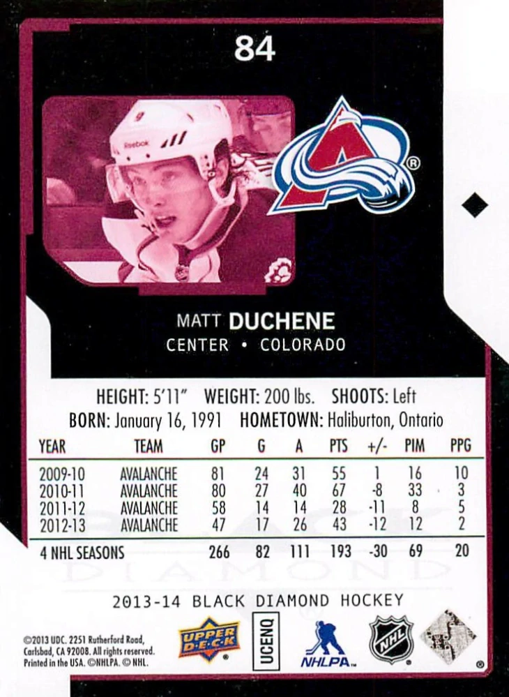 2013-14 UD Black Diamond - Matt Duchene #84