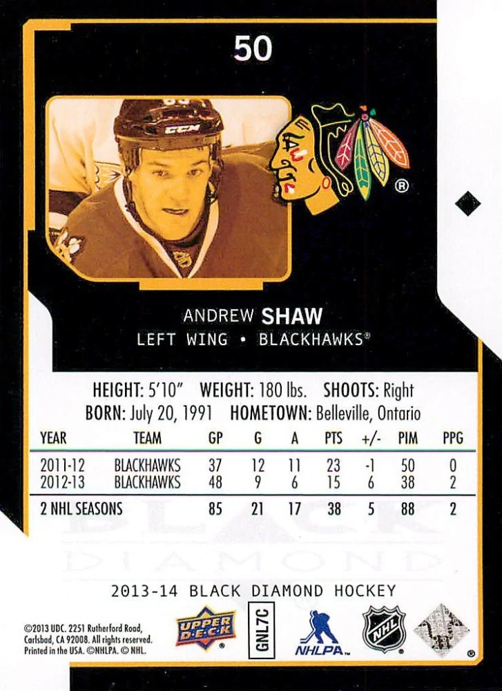 2013-14 UD Black Diamond - Andrew Shaw #50