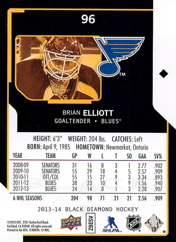 2013-14 UD Black Diamond - Brian Elliott #96